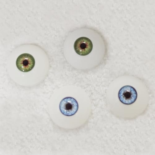 NOXOMALL 2 Pairs Realistic Fake Eyes - 33mm Acrylic Half Round Fake Eyeballs for Halloween Decoration Props, Dolls Crafts, Party and Cosplay (Blue and Green)