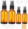 Sprühflasche Braunglas, 4 Stück Sprühflasche Klein Glas, 50ml 30ml Zerstäuber Sprühflasche mit Trichte und Tropferr, Etiketten für Wasser Alkohol Kosmetik Parfüm