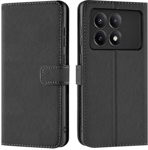 Verco Handyhülle für Xiaomi Poco F6 Pro Hülle, Bookcase Tasche Flipcover für Poco F6 Pro 5G Case [Kartenfächer/Aufstellfunktion], Schwarz