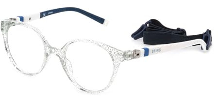 Sting Unisex VSJ676N Sunglasses, 0GEL Azzurro C/Glittery, 43