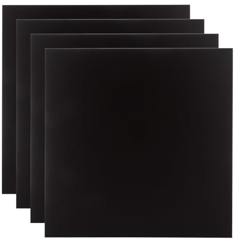 LOYORTY 4PCS 12 x 12 x 1/32 Inch Anodized Aluminum Sheet, Black Aluminum Engraving Blanks, 0.8MM Thin Metal Plates for Laser Engraving, Crafting, DIY, House Decoration