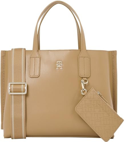 Tommy Hilfiger Damen Tote Bag Tasche Distinct Mini Klein, Beige (Safari Canvas), Einheitsgröße