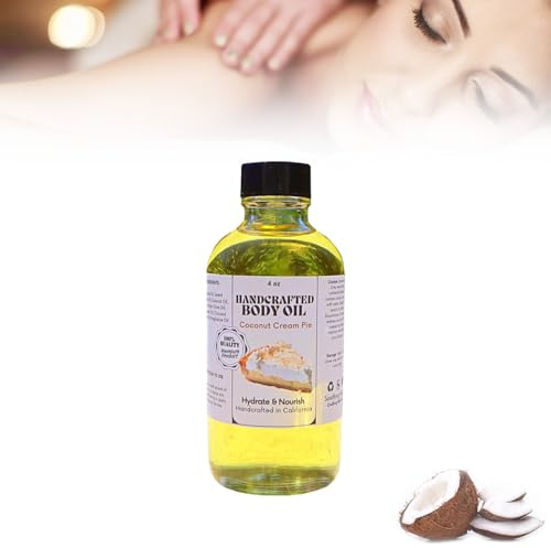 Coconut Cream Pie Body Oil, Handcrafted Body Oil Coconut Cream Pie, Coconut Body Oil, Vanilla Body Oil, Strawberry Body Oil, Body Juice Oil, Moisturizing Body Oil for All Skin Types (Coconut)