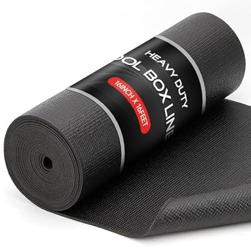 Professional Tool Box Liner 16” x 16 ft, Tool Box Foam 3 mm Thickness to Protect Tools and Box, Grid-Line Non Slip Toolbox Drawer Liners Shelf Liner Mat for Workbench, Cabinet, Shelves, Garage (Black)