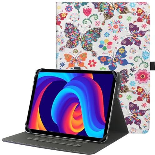 HGWALP Funda Protectora Universal Compatible con tabletas de 9-11, Funda Soporte de Cuero PU Multi-ángulo con Soporte de bolígrafo táctil para tabletas Pantalla táctil de 9 9.7 10.1 10.5 11-BF