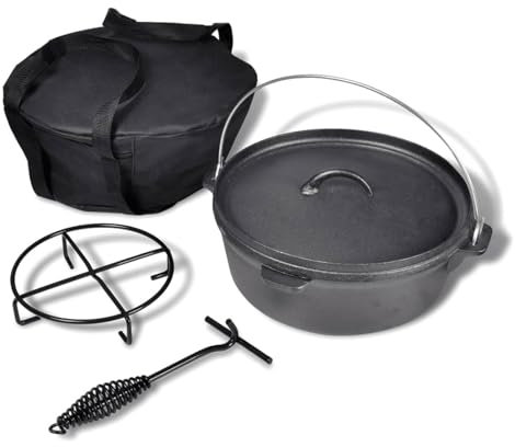Brokky Holländischer Ofen 5,6 l mit Zubehör Dutch Oven Petromax Gusseisen Topf Set