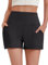 PINSPARK Shorts Damen Sport Kurz Jogginghose High Waist Running Breite Beine Shorts Leggings Hosen Sporthose Laufshorts Sport Yoga Bauchkontrolle Sportshorts Sommer Hose mit 2 Taschen Schwarz XL