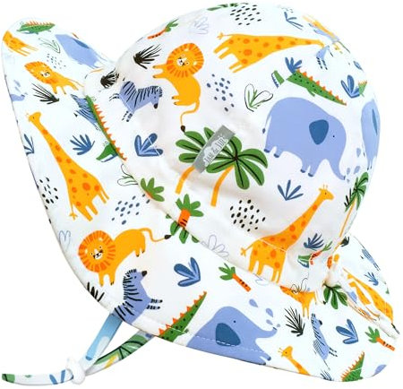 Jan & Jul Jungen Baumwoll-Sonnenhut, 50+ UPF Sommerfloppy-Hut für Babys und Kleinkinder (M: 6-24 Monate, Safari)