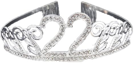 CHUYIX Geburtstag Krone Silber-22 Zahlen Happy Birthday Krone mit Kamm Strass Kristall Krone Haarreif mit Zahl Geburtstag Tiara Geburtstag Crown für Geburtstag Party Favor Supplies Tortenkrone(28#)