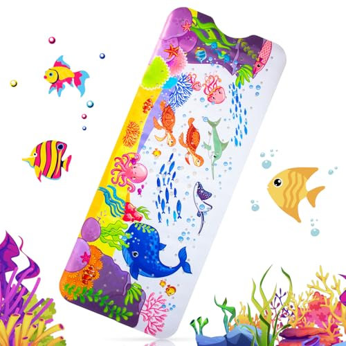 Zosenyer Alfombra Bañera Antideslizante Infantil, 100x40cm Anti-Moho,Alfombrillas para Bañera Antibacteriano,Lavable a Máquina,Alfombrilla Ducha Bebes y Niños Baño