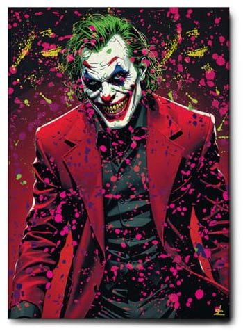 Giallobus - Gemälde - 04 - Joker-Comics - Leinwand mit Standardrahmen - 100x140 - Bereit zum Aufhängen - Moderne Gemälde für zu Hause
