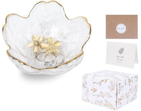 Nideen Jewellery Trinket Dish Ring Dish Holder Small Jewellery Tray, Key Dish for Hallway, Gifts for Birthday, Valentine’s Day, Mother’s Day(Clear)