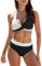 bikini set damen,Bikini Damen Bauchweg Zweiteiliger V Ausschnitt - Zweiteiliger Badeanzug überkreuztes Blumenmuster Bademode Bauchkontrolle Bikini Oberteil + Bikinihose Damen Sets Weiß S