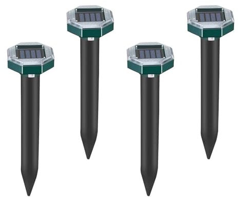 Maulwurf Vertreiber, Maulwurfschreck Solar mit Extremen Wirkradius, Ultraschall Maulwurf Vertreiben, Wühlmaus Vertreiben für Anti Maulwurf, Wühlmäuse, Gopher, Schlangen, 4 Pack