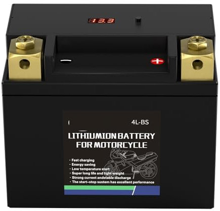 Batterie de moto 12 V LiFePO4 Lithium 4L-BS 2 Ah, CCA 160 A, BMS intégré, rechargeable, compatible avec VTT/UTV/Halley/KTM/Honda(N-P with charger)