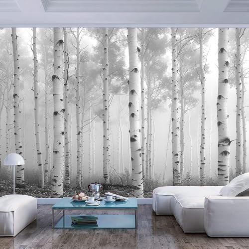 JIAOQSS 3D Papier Peint Panoramique Forêt de bouleaux noirs et blancs Murale Salon Chambre à Coucher Maison Décoration Intérieure