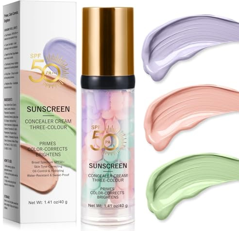 Primer Makeup, 3 In 1 Gesicht Primer Vor Dem Makeup, Primer Makeup Base Color Corrector SPF 50, Ein Schritt Farbiger Concealer Zum Glätten Der Haut (1 pc, 1)