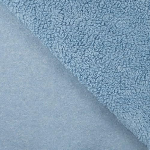 Lammfell Stoff Meterware - Baumwolle Teddystoff - Plüschstoff - Teddy Lamm Fellimitat - kuscheliger Fleecestoff *Ab 25cm, Farbe: 004 hellblau