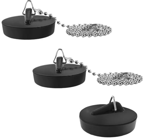 JYNXOR 3 Stück Abflussstopfen, Universal Ventilstopfen, Badewannenstöpsel, Stöpsel Kette, Waschbecken Stöpsel Verschluss, mit Stöpsel Kette, für Spüle, Spültisch Stopfen