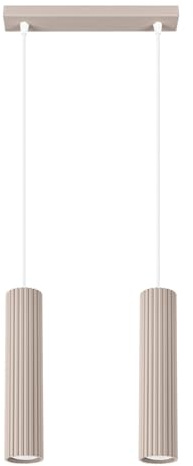 SOLLUX lighting Hängelampe Pendelleuchte Hängeleuchte - Deckenlampe Aluminium - 2 Flammig - LED Lampe Glühbirne - Taupe Karbon