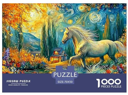 Starry PferdPremium Puzzle Für Erwachsene 1000 Großstücke - (Anspruchsvoll) Meerkleuriges Lernspiel-Puzzle: EIN Buntes Großteil-Geschenk Für Frau Und Mann 70x50cm/1000pcs