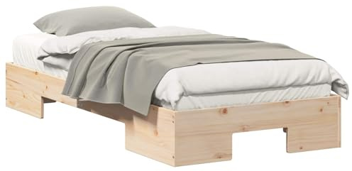 HFXHIJXQ Bettgestell Braun 80x200 cm aus Kiefer Massivholz Modernes Bodenbett mit Stauraum Robust und Langlebig für Schlafzimmer Gästezimmer Jugendzimmer
