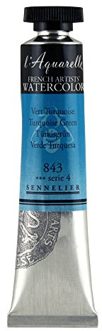 SENNELIER L'Aquarelle French Watercolor, 21ml Tube, S4 Turquoise Green