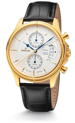 Kronsegler Genius Scriptor Temporis Herren Armbanduhr Chronograph Vergoldet Weiss