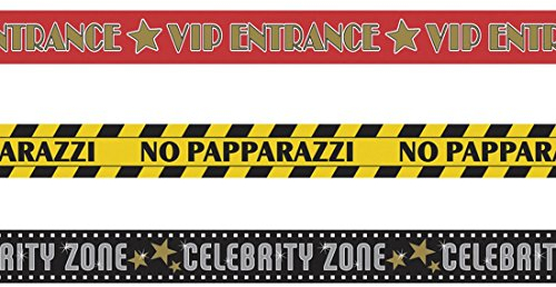 NET TOYS 3 STK. x 9 m Party Absperrband Hollywood Banner VIP Partybanner Mottoparty Flatterband Deko Warnband