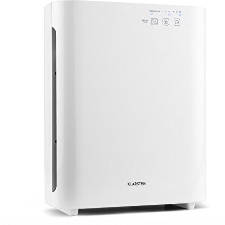 Klarstein 10028709 - Purificador de aire (40 m², 50 dB, 8 h, Blanco, HEPA/carbono, Humo de cigarrillo, Polvo fino, Microbios, Polen, Virus)