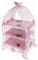 Trimming Shop Vintage Style Birdcage Theme Foldable Cardboard 3-Tier Cupcake Stand Table & Party Décor For Weddings, High-Tea, Birthday, Anniversary Parties, Pink
