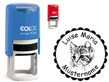 Stempel Kinderstempel KATZE - mit Motiv und persönlichem Namen - für Kinder