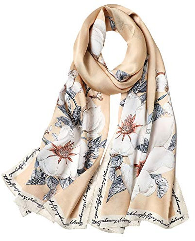 STORY OF SHANGHAI Seidenschal Damen 100% Seide, 20+ Bunte Luxuriöse Schals, Warm & Weich, als Stola Seidentuch Halstuch Pashmina - 53 * 170 cm Blumen 3