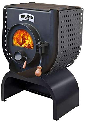 Werkstattofen Bruno Mini I mit Herdplatte - 6 kW Warmluftofen - Top Qualität - hochwertiger Stahl - Zulassung für Deutschland und Schweiz - BimSchV (Untergestell Move, Seitenverkleidung Quattro)