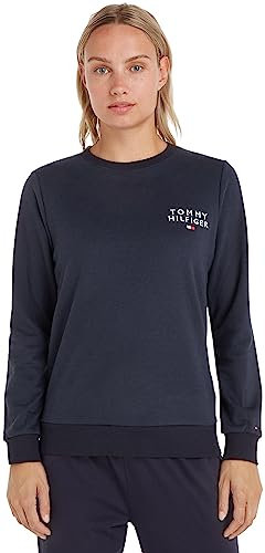 Tommy Hilfiger Donna Felpa Track Top Scollo Rotondo, Blu (Desert Sky), L