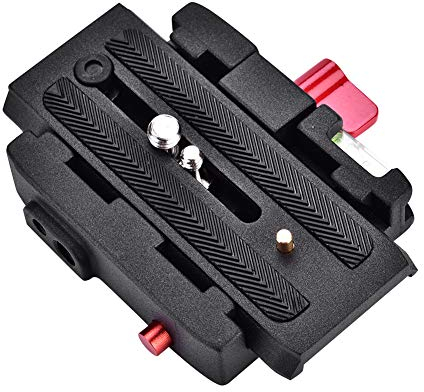 Adaptador de placa de zapata rápida, placa base de abrazadera QR con tornillo de montaje de 1/4 y 3/8, placa de liberación rápida para trípode de videocámara para Manfrotto 500 AH 701 503 HDV 577
