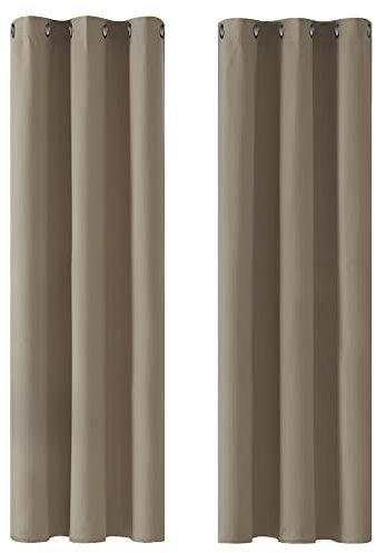 Deconovo Blickdicht Gardinen mit Ösen für Schlafzimmer Thermogardinen Vorhang Blickdicht Thermovorhang Kälteschutz Thermogardine Hitzeschutz dicke Thermovorhang, 229x107cm(HöhexBreite), Taupe, 2er Set