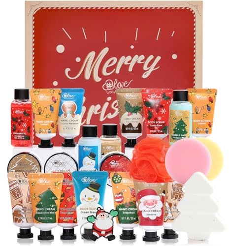 Advent Calendar 2025 Christmas Gifts Bath Sets for Women, 24pcs Spa Gift Set Includes Hand&Foot Cream, Body Scrub, Bubble Bath, Shampoo, Candles, Keychain, Body Lotion, Shower Gel, Bath Bomb