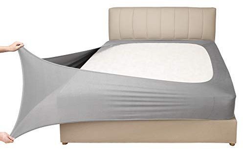 Stretch-Jersey-Boxspring-Bezug, Bettvolant-Alternative, ultraweich und knitterarm, Queen/Queen XL, Silberfarben