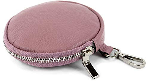 modamoda de P10 / P08 Damen Leder Rauleder Geldbörse Münzgeldbörse Taschenanhänger ø 11,5 cm handmade in Italy, Farbe:Altrosa