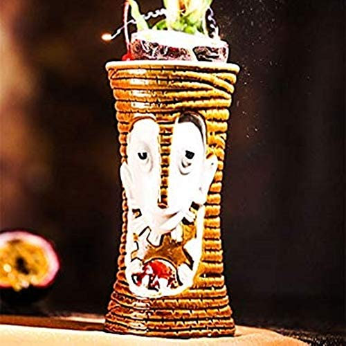 Tiki Mugs Cocktailbecher, Keramik, Tiki-Becher, hawaiianisches Design, für Cocktails und Luau-Partys – tolle Geschenkidee für Zuhause (500 ml)