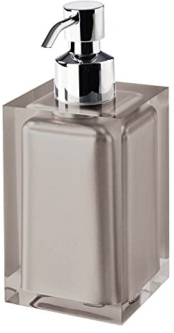 Gedy Auckland Dosasapone Bagno Tortora, Misure: 16,2X7X7 CM, capacità 210 ml, Dispenser Sapone Bagno in Resina Trasparente di Alta qualità, Design R&S, Fatto a Mano, 2 Anni di Garanzia