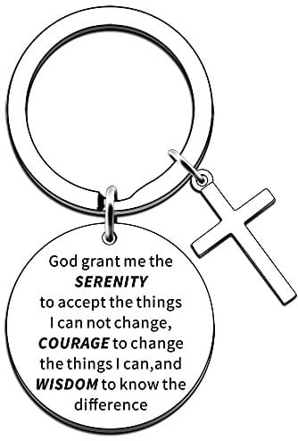 JMIMO Schlüsselanhänger mit englischem Zitat „God Grant Me The Serenity Prayer Nüchternheit“ und „Nüchternheit“ (in englischer Sprache)