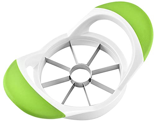 ANSIEDIO Äppelskivare fruktskärare, rostfritt stål skärare för äpplen, päron, frukt, ergonomiskt handtag, enkelt grepp, skarpt blad (8 skivor, grön)