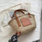 JIUFU Designer de Luxe Sac de Plage de Haute qualité Sac de Paille Femmes été Raphia Sac à Main Panier de Voyage fourre-Tout Sac à Main, Brown Handbag, 39cmX21cmX12