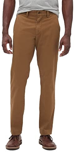 GAP Mens Essential Straight Fit Khakis, Palomino Brown Global, 36W x 32L US