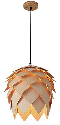 TPMAFF Mini-Pendelbeleuchtung für Schlafzimmer, Tannenzapfen-Pendelleuchte aus Holz, Kronleuchter, verstellbare Länge, Esszimmer-Flur-Innendeckenleuchte