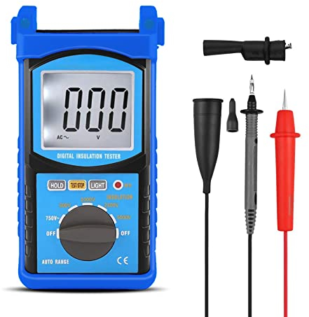 Misuratore Resistenza di Isolamento Tester 5000V, Tester Resistenza Isolamento automatica 1999 conteggi Voltmetro CA, tensione di prova, resistenza di isolamento 200GΩ con Display LCD
