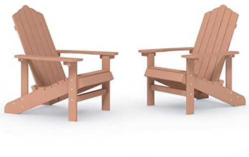 vidaXL 2X Sillas de Jardín Adirondack Asiento Butaca Sillón con Reposabrazos Patio Terraza Balcón Piscina Muebles Exterior HDPE Marrón