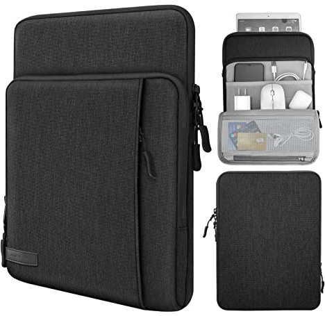 HAODEE 9-11 pulgadas Tablet Sleeve Bag Funda de transporte con bolsillos de almacenamiento para Samsung Galaxy Tab S6 Lite para Galaxy Tab S7 para iPad (Color: Negro)